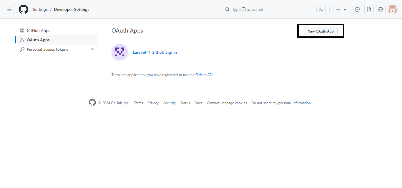 Github New OAuth App