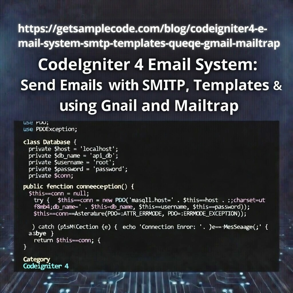 CodeIgniter 4 Email System: Send Emails with SMTP, Templates & Queue using Gmail and Mailtrap